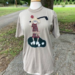 JERZEES WOMEN GOLFER PATCHWORK TSHIRT VINTAGE LARG